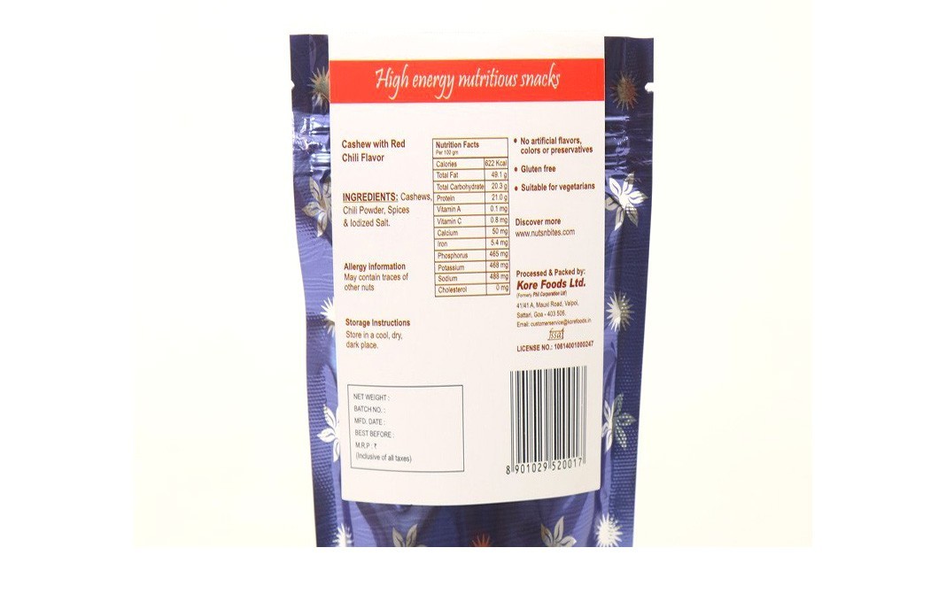 Nuts4U Red Chilli Cashews    Pack  200 grams